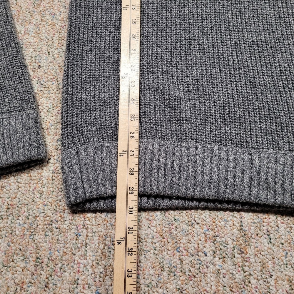 Abercrombie & Fitch Sweater Mens XL Gray Shawl Collar Fisherman Knit Moose Slim - Picture 9 of 15